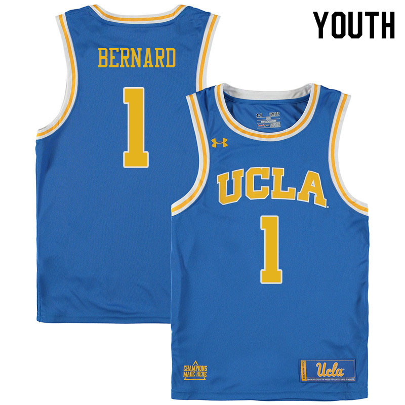 Youth #1 Jules Bernard UCLA Burins College Basketball Jerseys Sale-Blue